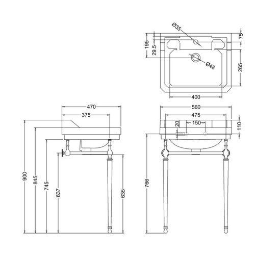 sink-rectangular-Burlington-support-Chrome-Edwardian-Terra-ceramic