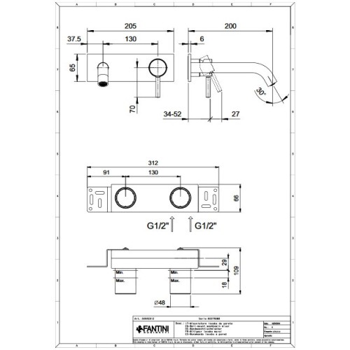 Fantini Nostromo MonoMando Wall Basin (Various Finishes)