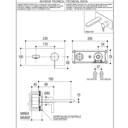 Ritmonium TIE Mixer Mixer Built-in (Various Finishes)