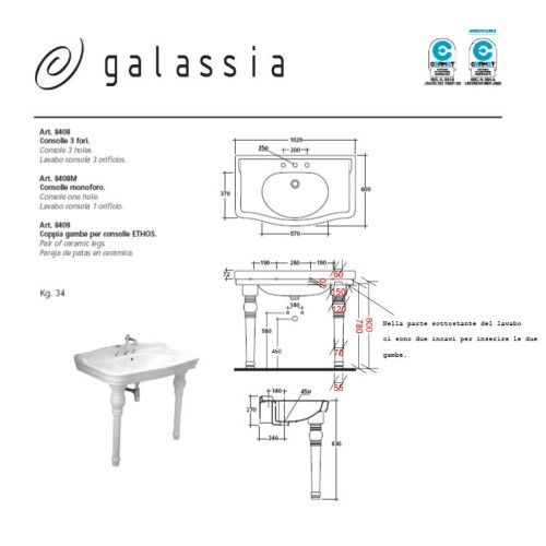 Galassia Ethos Washbasin 102 cm