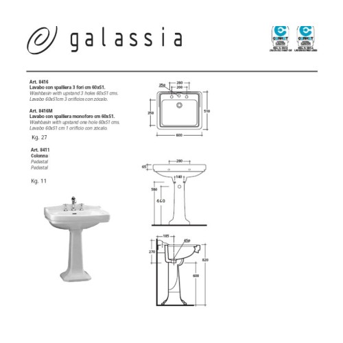 Galassia Ethos Washbasin 60 cm