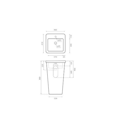 Bathco Tuscany rectangular pedestal sink