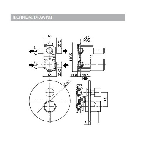PAFFONI LIGHT EXCLUSIVE Mixer MonoMando Thermostatic Shower (various finishes)