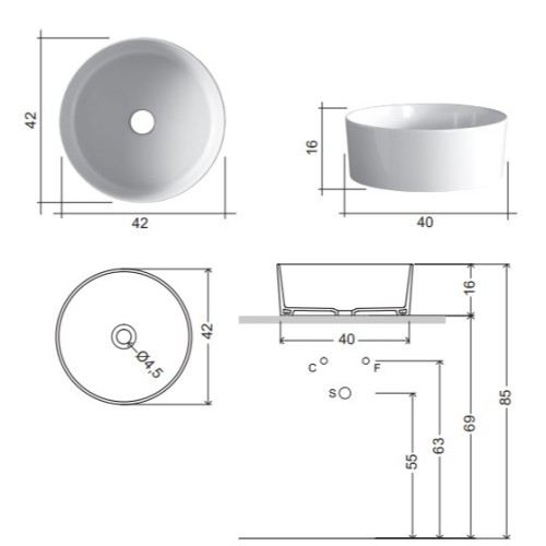Nic Ovvio es un lavabo redondo sobrencimera en colores | Terraceramica
