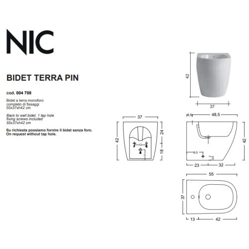 Pin es un bidé a suelo cerámico de la marca Nic | Trerracerámica